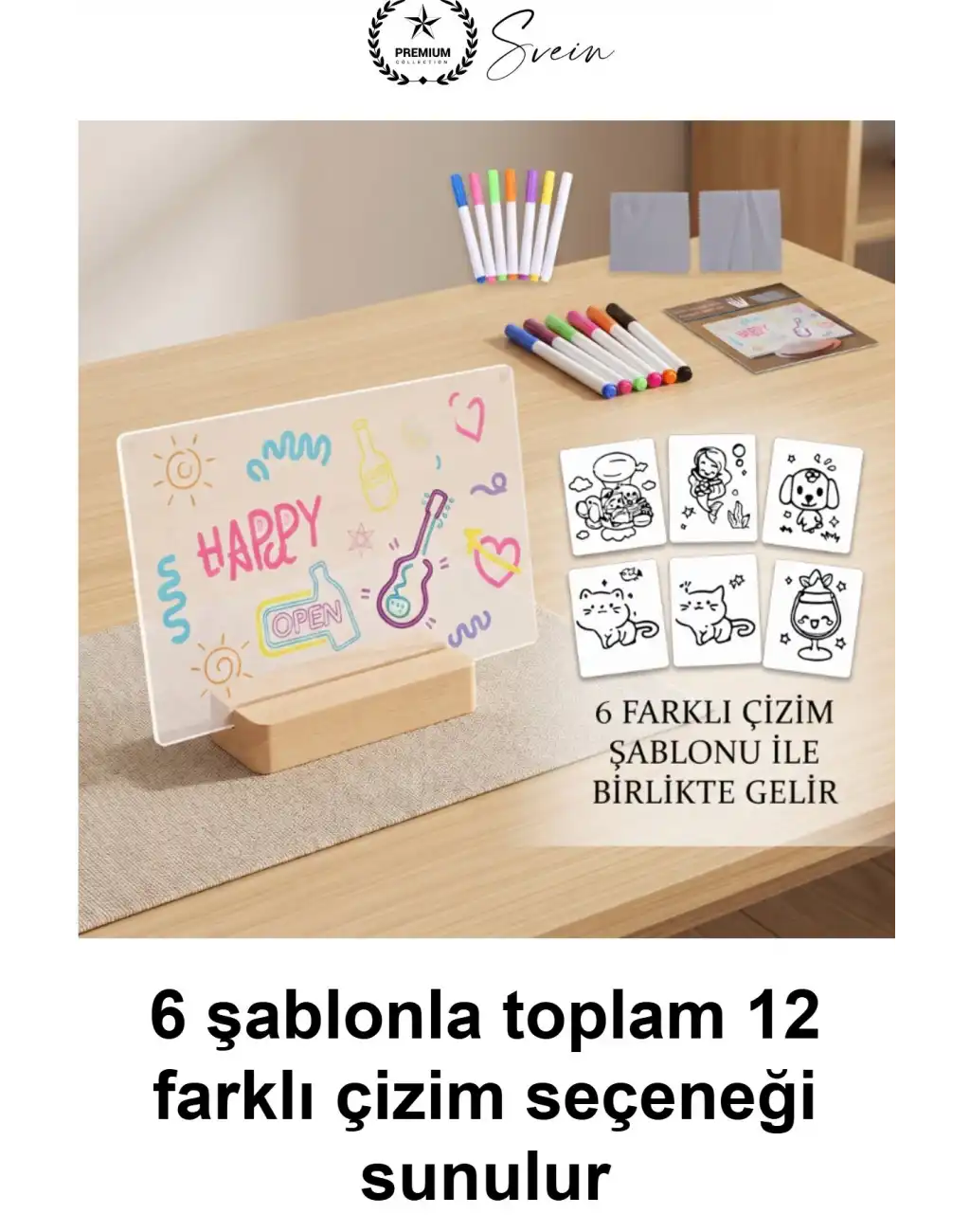 #LedYazıPanosu DIY Işıklı Not Tahtası Gece Lambası Akrilik Masaüstü Mesaj Levhası 7 Renk Kalem 6 Çizim Şablonu Hediyeli Dekoratif Aydınlatma Çocuk Odası Kafe Restoran Tabela Kişiselleştirilebilir