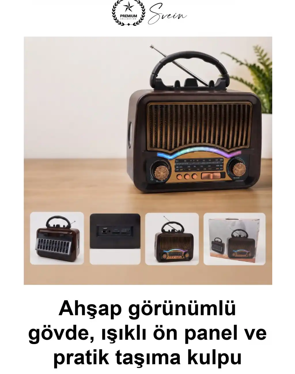 #RetroRadyo Solar Nostalji Müzik Kutusu Şarjlı FM Radyo Bluetooth Hoparlör USB TF Kart Destekli Ahşap Görünümlü Taşınabilir Kulplu Güneş Enerjili Vintage Tasarım Dekoratif Hediyelik Kamp Ev Ofis Bahçe