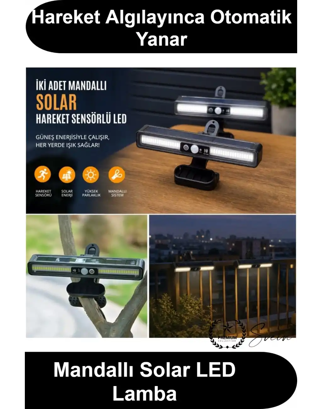 #SolarLamba 2li Mandallı 36 LED Güneş Enerjili Hareket Sensörlü Bahçe Aydınlatma 3 Modlu Kablosuz Dış Mekan Balkon Teras Korkuluk Şemsiye Kamp Çadır Işığı Suya Dayanıklı Kıskaçlı Garaj Duvar Spotu