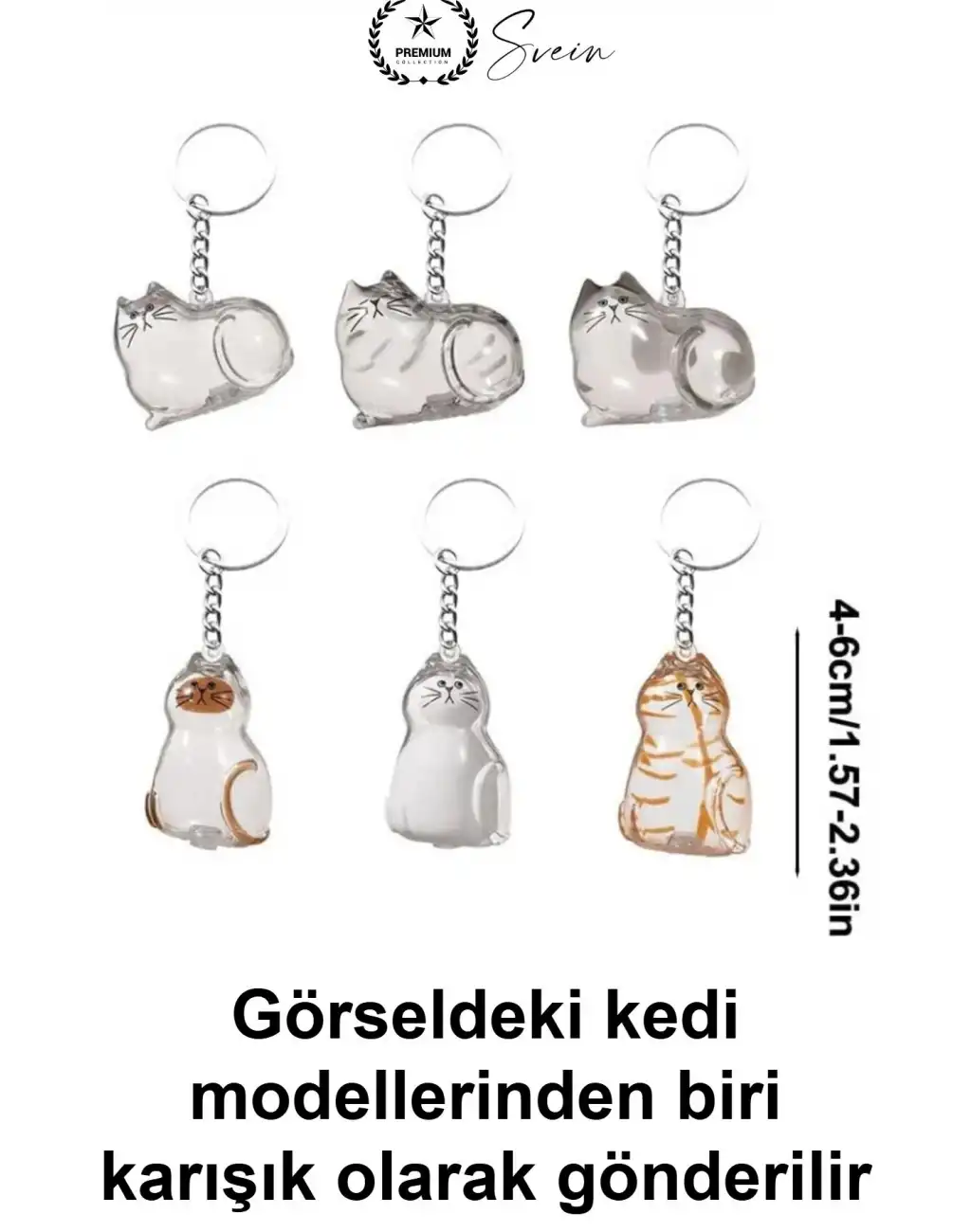 #KediAnahtarlığı Kedi Figürlü Şeffaf Anı Anahtarlığı Tüy Saklama Hazneli Hatıra Aksesuarı Evcil Hayvan Sahibine Anlamlı Hediye Çanta Süsü Akrilik Metal Halkalı Sevimli Tasarım Karışık Model 4-6 cm