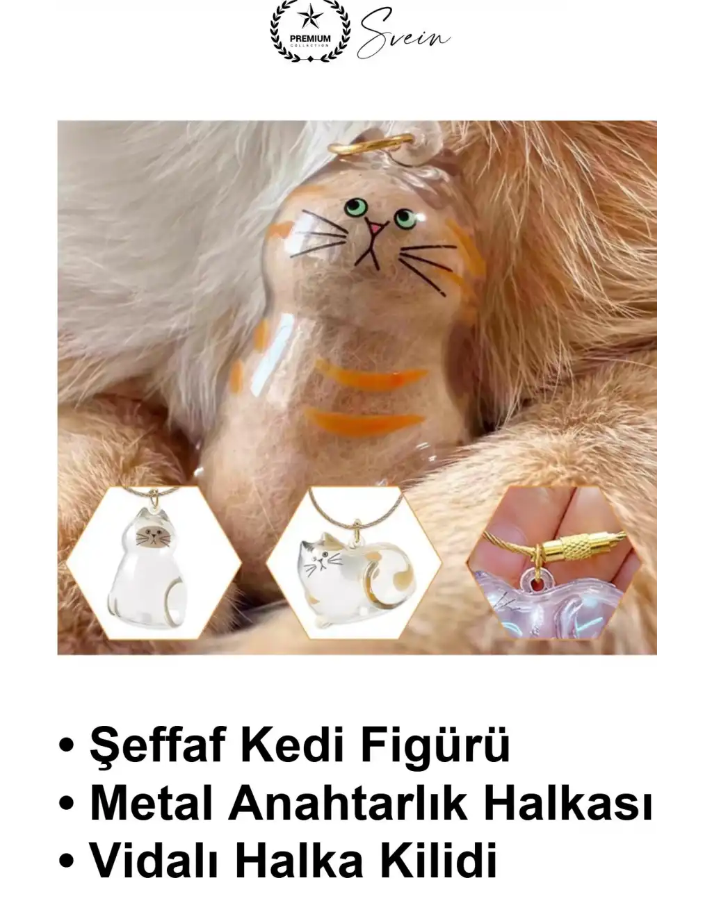 #KediAnahtarlığı Kedi Figürlü Şeffaf Anı Anahtarlığı Tüy Saklama Hazneli Hatıra Aksesuarı Evcil Hayvan Sahibine Anlamlı Hediye Çanta Süsü Akrilik Metal Halkalı Sevimli Tasarım Karışık Model 4-6 cm