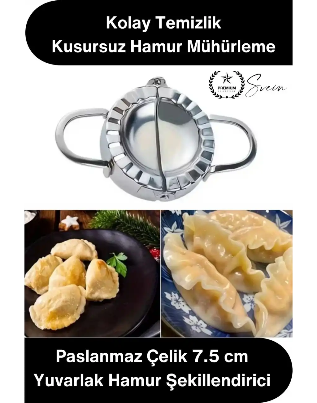 #Kalıp Paslanmaz Çelik Mantı Kurabiye Donut Kesici 7.5 cm Profesyonel Yuvarlak Hamur Kesme Kalıbı Ravioli Gyoza Börek Poğaça Hamur Şekillendirici Mühürleyici Mutfak Aparatı