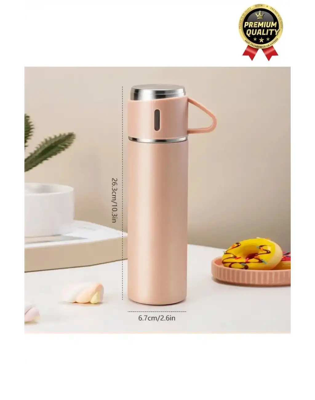 Kaliteli Paslanmaz Çelik Çift Katmanlı Sıcak Soğuk 3 Bardaklı Vakumlu Termos Çanta Hediyeli 550 Ml