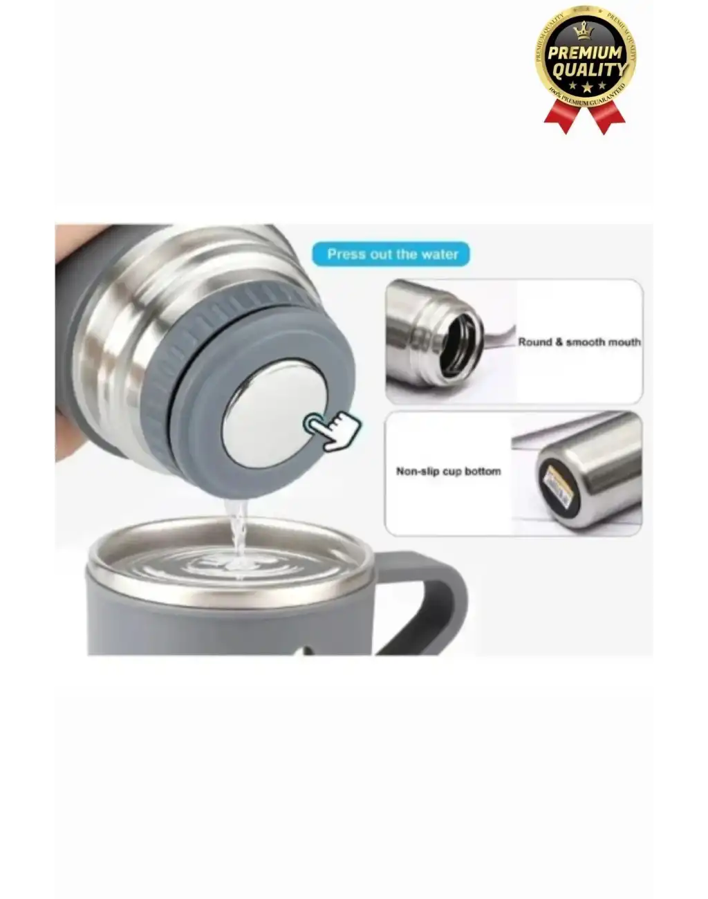 Kaliteli Paslanmaz Çelik Çift Katmanlı Sıcak Soğuk 3 Bardaklı Vakumlu Termos Çanta Hediyeli 550 Ml