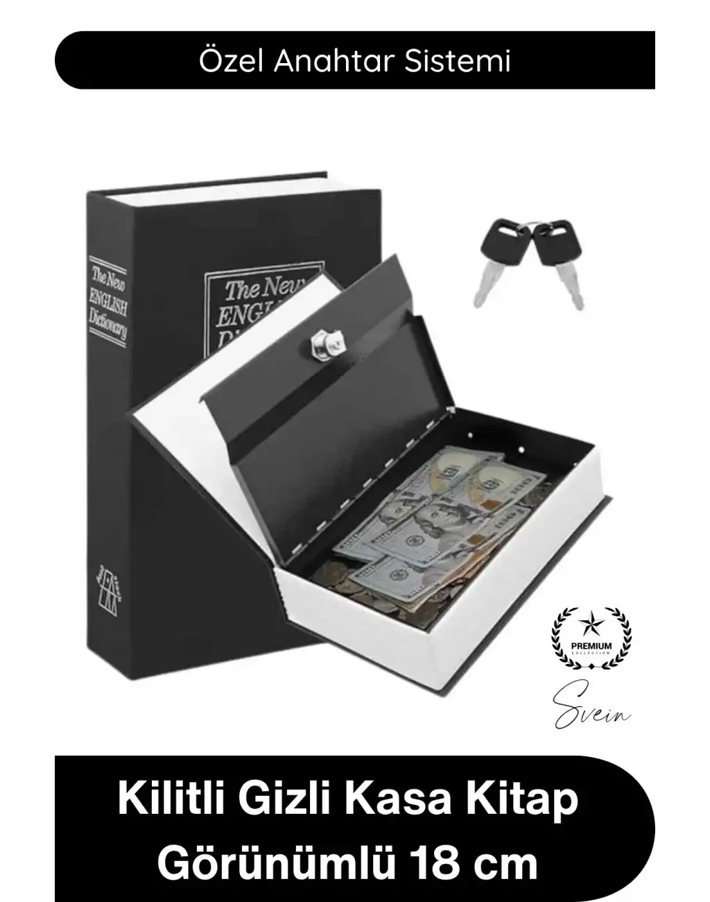 #Kasa Kilitli Gizli Kasa Kitap Görünümlü Sözlük Kumbara Para Takı Evrak Saklama Kutusu Anahtarlı Çelik Bölmeli Güvenlik Kasası Dekoratif Gizleme Çözümü 18 Cm Mücevher Saat Değerli Eşya Gizleme
