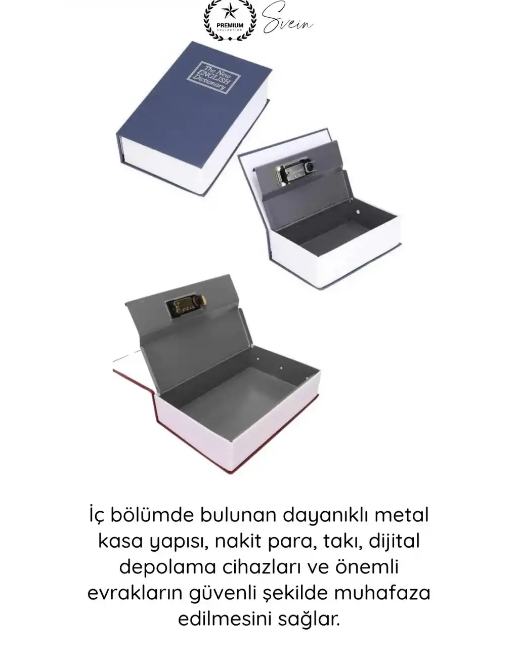 #Kasa Kilitli Gizli Kasa Kitap Görünümlü Sözlük Kumbara Para Takı Evrak Saklama Kutusu Anahtarlı Çelik Bölmeli Güvenlik Kasası Dekoratif Gizleme Çözümü 18 Cm Mücevher Saat Değerli Eşya Gizleme