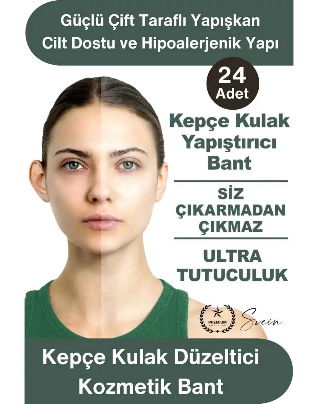#KepçeKulak Kepçe Kulak Düzeltici Kozmetik Bant 24 Adet Şeffaf Çift Taraflı Görünmez Cilt Dostu Hipoalerjenik Kulak Sabitleyici Estetik Bant Gün Boyu Güçlü Tutuş Kolay Uygulama