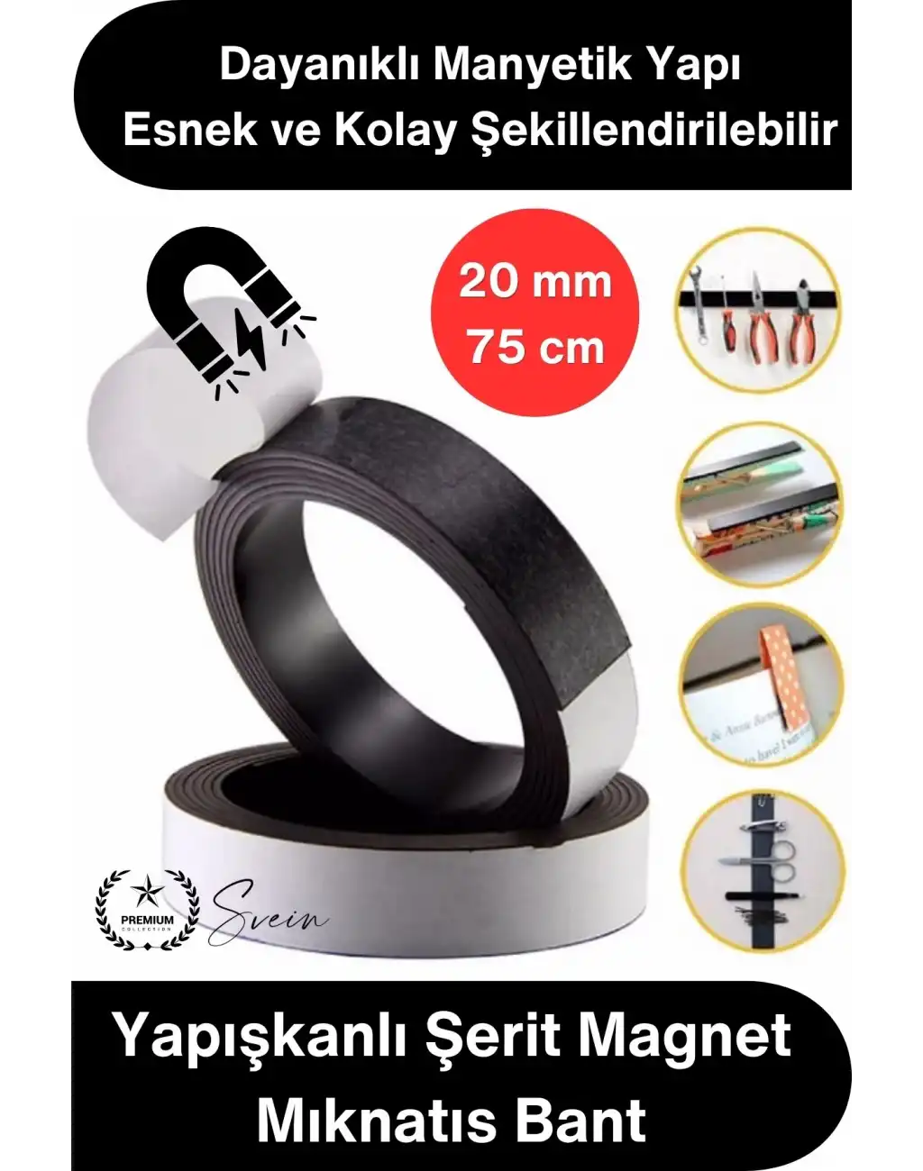 #Magnet 3M Yapışkanlı Şerit Magnet Mıknatıs Bant 20mm 75cm Güçlü Manyetik Şerit Kendin Yap Hobi Maket Tamirat Metal Yüzey Sabitleme Kesilebilir Esnek Pratik Organizer Dolap Atölye Ofis Ev Kullanımı