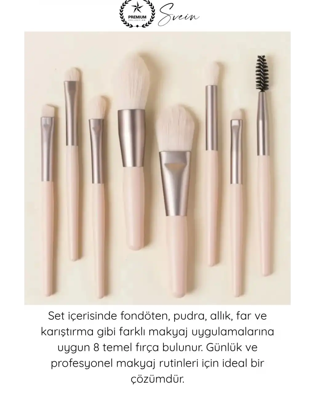 #MakyajFırça Çantalı 8li Bej Renkli Makyaj Fırça Seti Profesyonel Yumuşak Sentetik Kıllı Pudra Fondöten Allık Far Kontür Karıştırma Fırçaları Seyahat Kozmetik Fırça Takımı