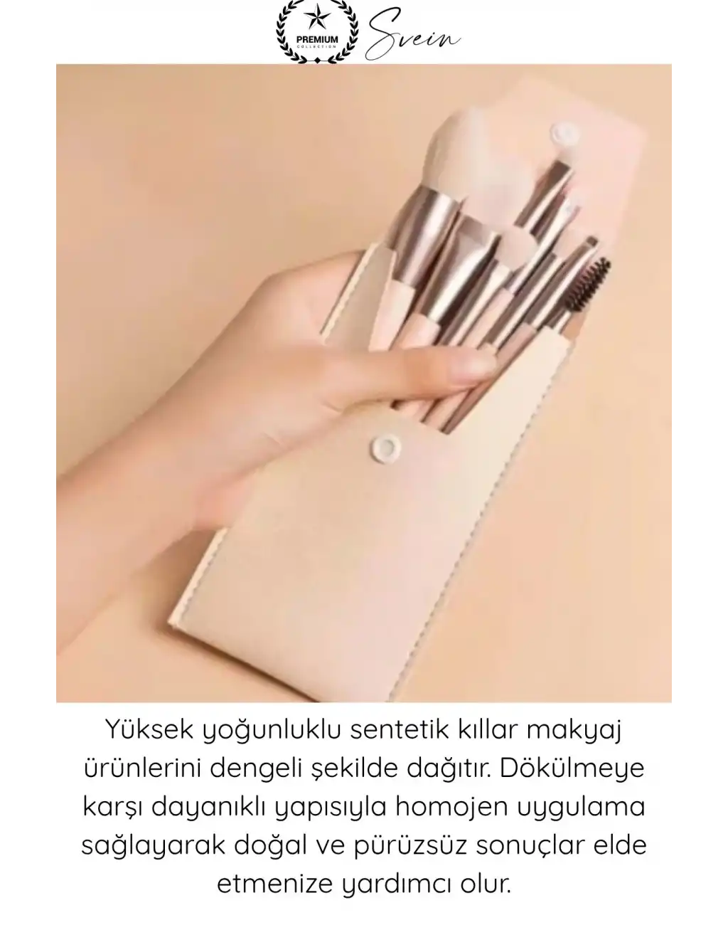 #MakyajFırça Çantalı 8li Bej Renkli Makyaj Fırça Seti Profesyonel Yumuşak Sentetik Kıllı Pudra Fondöten Allık Far Kontür Karıştırma Fırçaları Seyahat Kozmetik Fırça Takımı