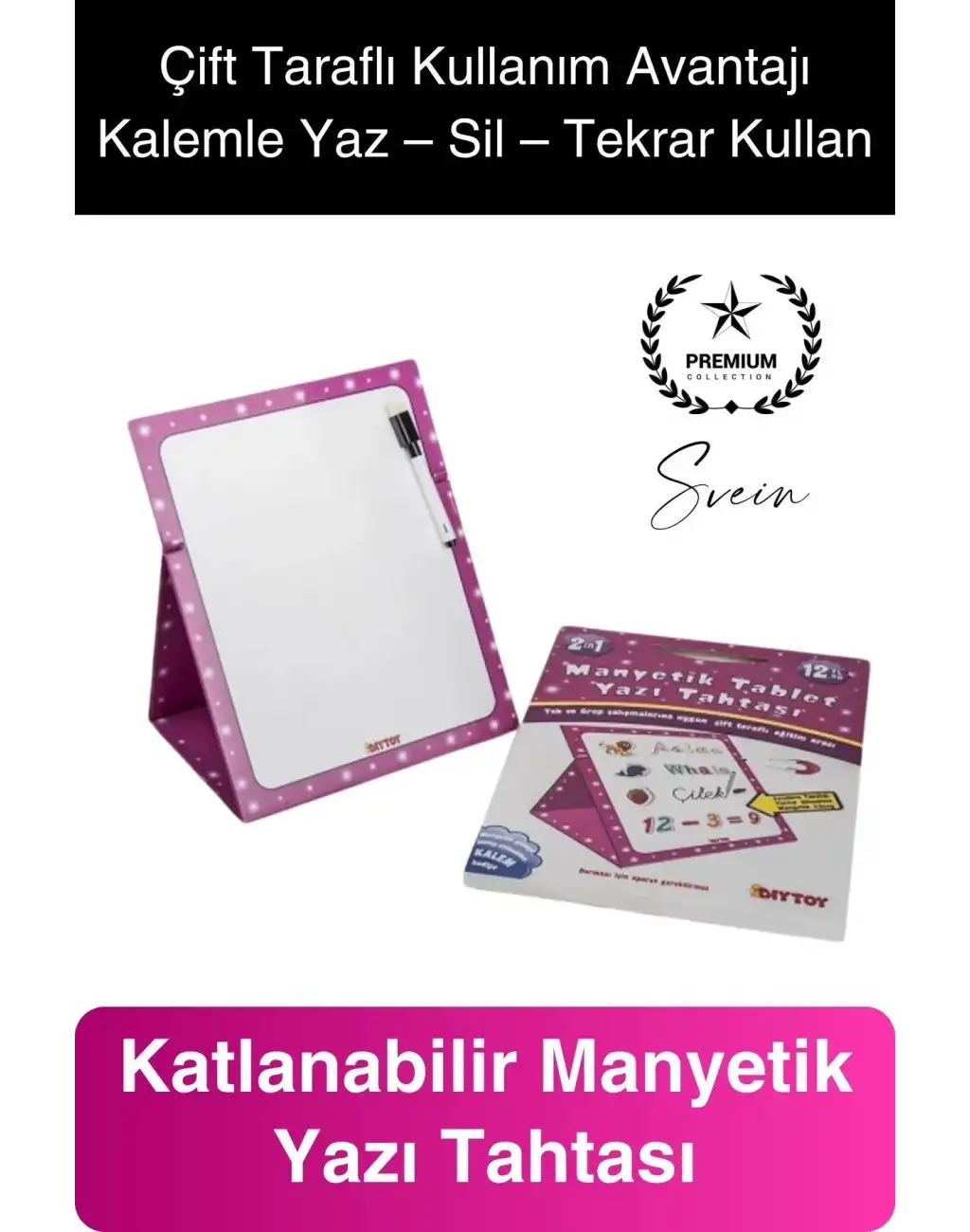 Manyetik Tablet Yazı Tahtası Kalemli Yazılıp Silinebilen Çocuk Resim Kolayca Katlanır Eğitim Aracı