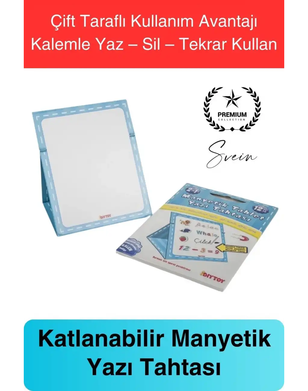 Manyetik Tablet Yazı Tahtası Kalemli Yazılıp Silinebilen Çocuk Resim Kolayca Katlanır Eğitim Aracı