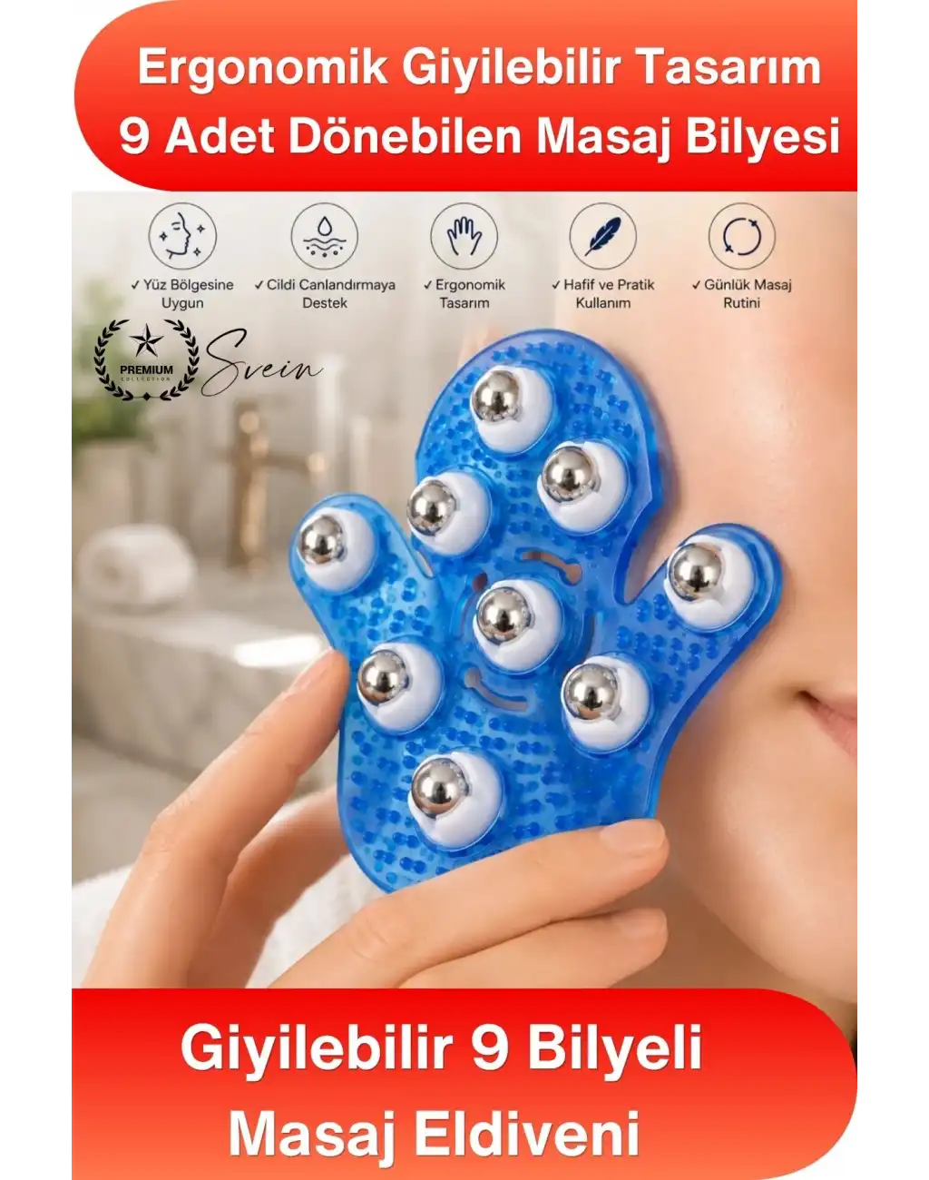 #Masaj 9 Bilyeli Masaj Eldiveni Giyilebilir Plastik Vücut Masaj Aleti Selülit Masajı Kan Dolaşımı Destekleyici Sıkılaştırıcı Ergonomik El Tipi Masaj Aparatı
