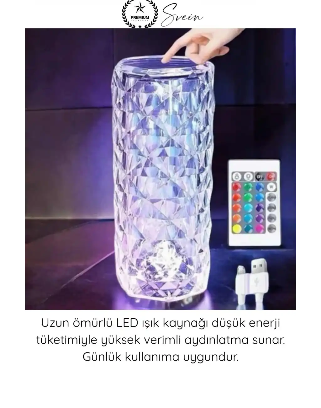 #MasaLamba Dokunmatik Kristal Gece Lambası RGB LED Masa Lambası Uzaktan Kumandalı Şarjlı Dekoratif Abajur Renk Değiştiren Dokunmatik Gece Işığı Hediyelik Aydınlatma