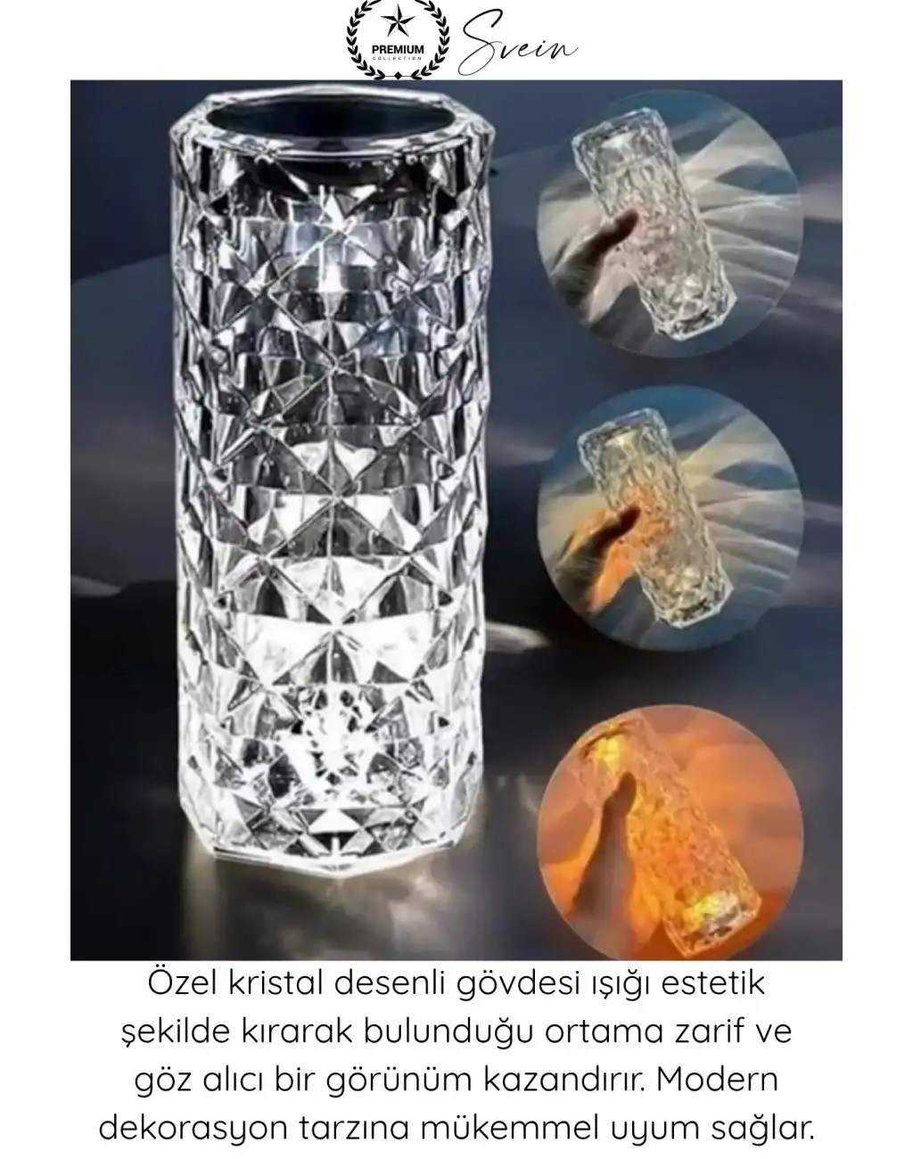#MasaLamba Dokunmatik Kristal Gece Lambası RGB LED Masa Lambası Uzaktan Kumandalı Şarjlı Dekoratif Abajur Renk Değiştiren Dokunmatik Gece Işığı Hediyelik Aydınlatma