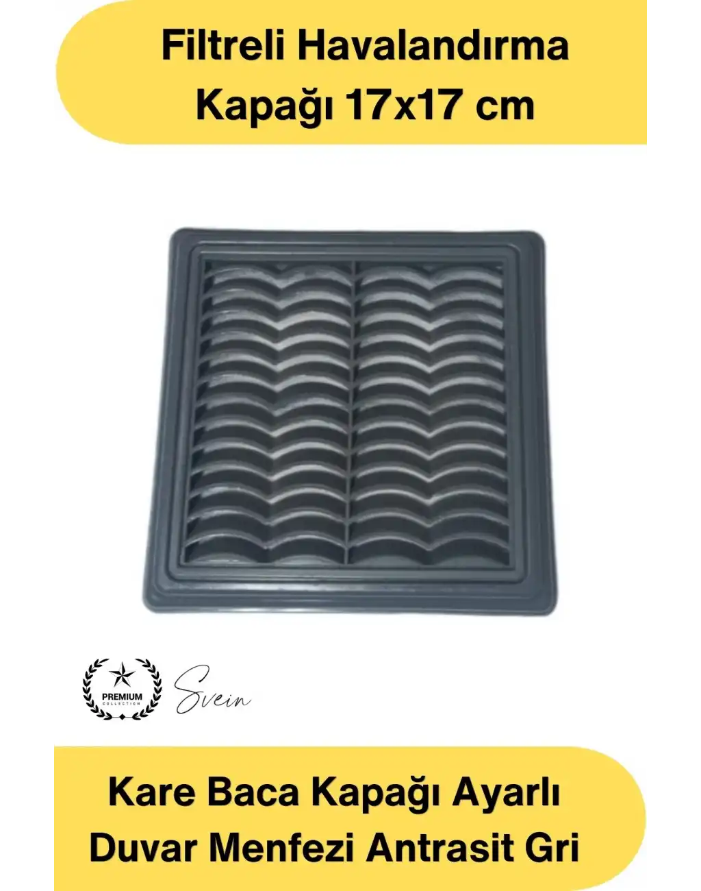 #Menfez Kare Baca Kapağı Ayarlı Duvar Menfezi Antrasit Gri Filtreli Havalandırma Kapağı Plastik Ventilasyon Paneli Toz Böcek Önleyici Dekoratif Hava Çıkış Izgarası Dayanıklı Kullanım 17x17 cm