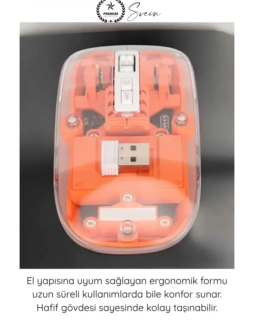 #Mouse Şeffaf Premium Kablosuz Mouse Bluetooth 5.0 2.4GHz Çift Modlu Sessiz Optik Fare USB Alıcılı Şarjlı Ergonomik Dizüstü Bilgisayar Tablet PC Uyumlu Rahat Uzun Ömürlü Dayanıklı