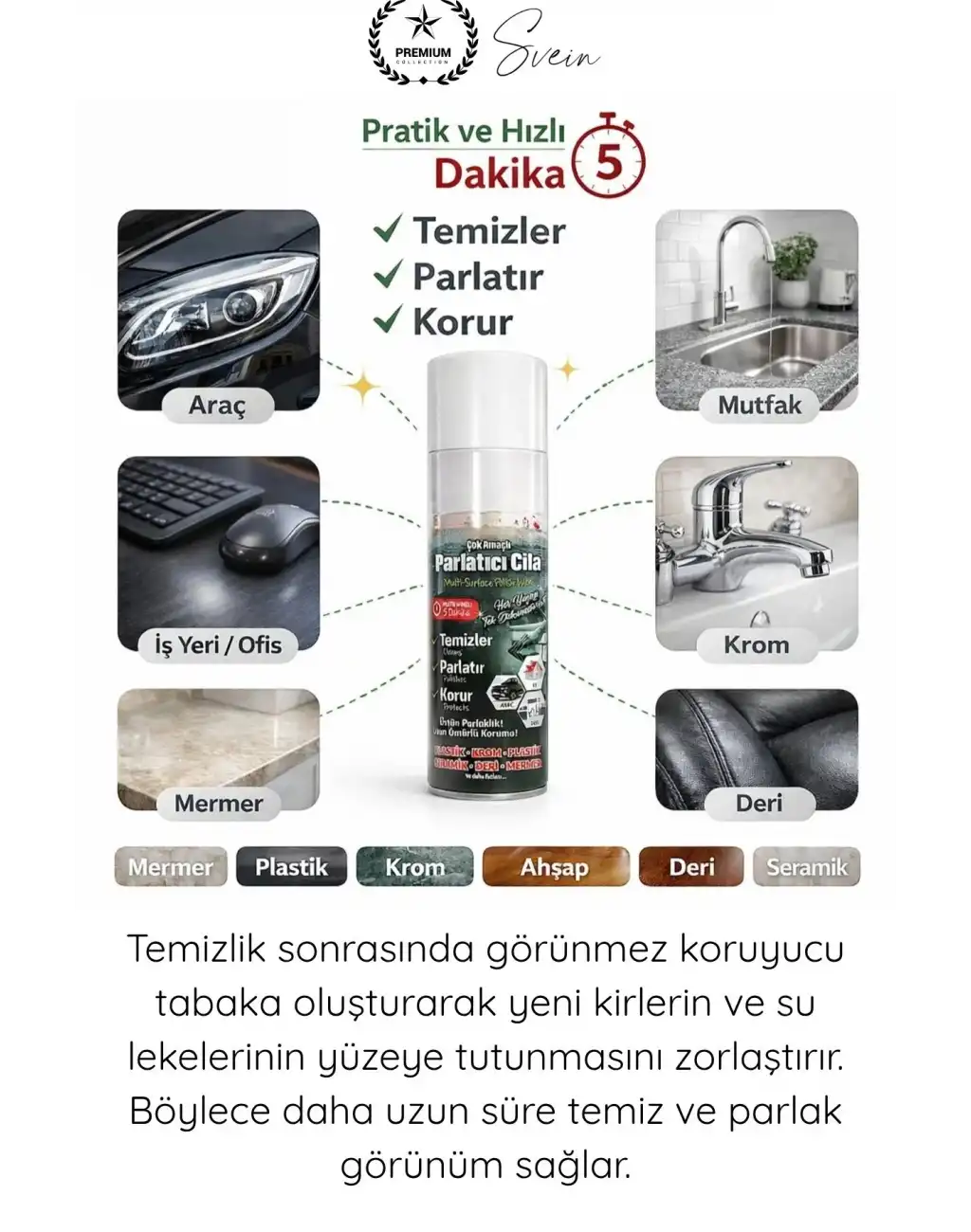 #Parlatıcı Paslanmaz Çelik Yüzey Temizleyici Parlatıcı Sprey 500 ml Ankastre Fırın Davlumbaz Buzdolabı Metal Krom Alüminyum Temizlik Cilası Parmak İzi Yağ Su Lekesi Giderici Koruyucu Bakım Spreyi