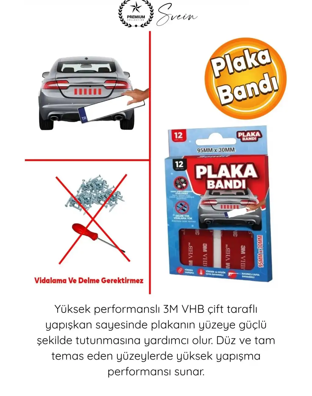 #PlakaBandı Otomobil Motosiklet Plaka Yapıştırma Bandı 3M VHB Çift Taraflı Çok Güçlü Suya Dayanıklı 12 Adet Gri 95x30 mm Araç Plaka Montaj Sabitleme Oto Aksesuar Yapışkan Ped