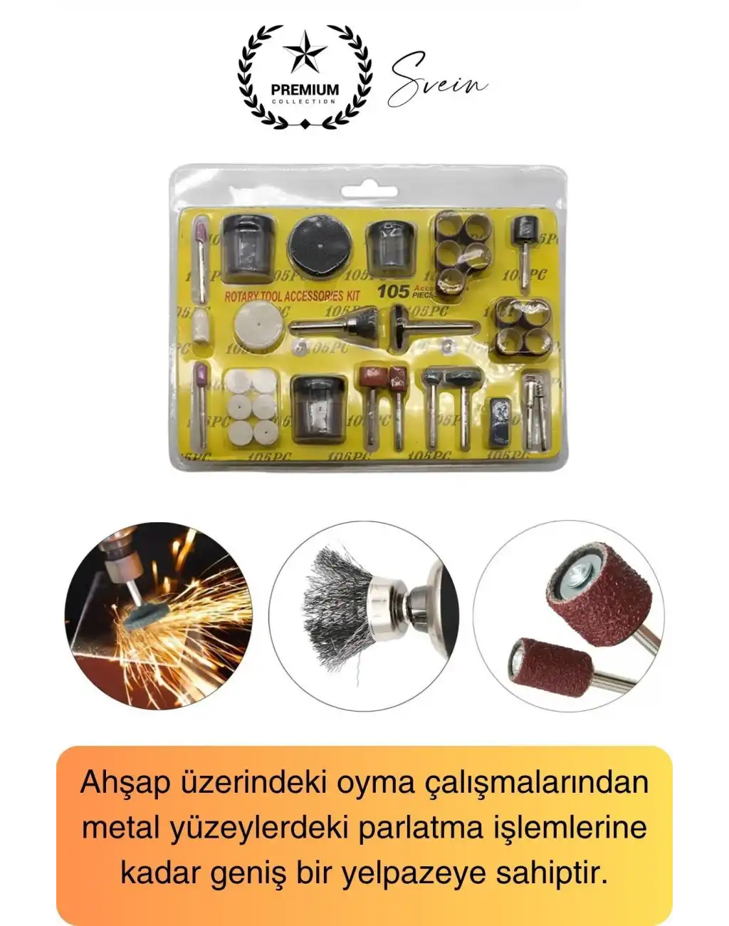 Premium 105 Parça Hobi Gravür Taşlama Ucu Mini Metal Ahşap Oyma Seti Parlatma Zımparalama Fırçalama