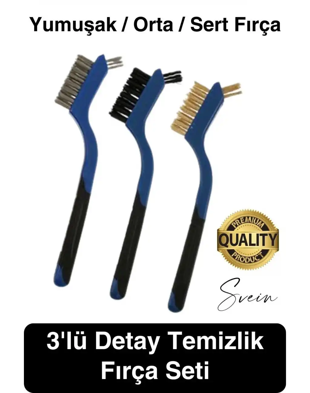 Premium 3lü Mini Tel Fırça Seti Detay Temizlik Pas Kir Sökücü Devre Kartı Fan 3D Printer Mekanik