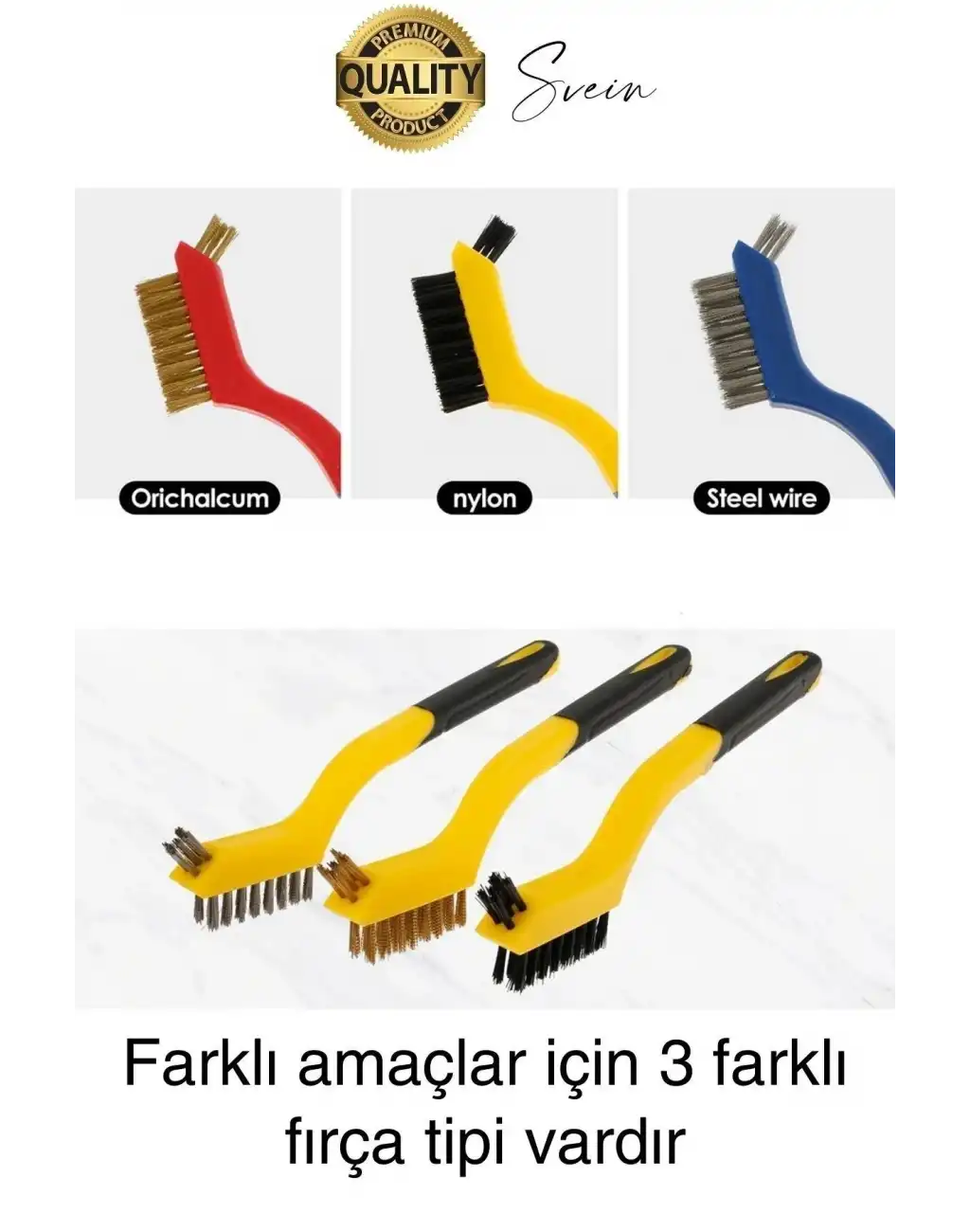 Premium 3lü Mini Tel Fırça Seti Detay Temizlik Pas Kir Sökücü Devre Kartı Fan 3D Printer Mekanik