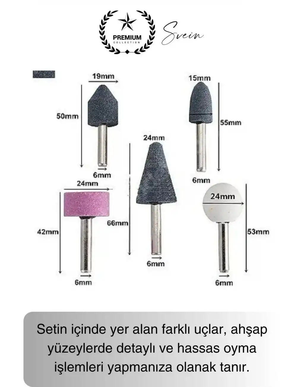 Premium 5 Parça Hobi Gravür Taşlama Ucu Mini Metal Ahşap Oyma Seti Parlatma Zımparalama Fırçalama