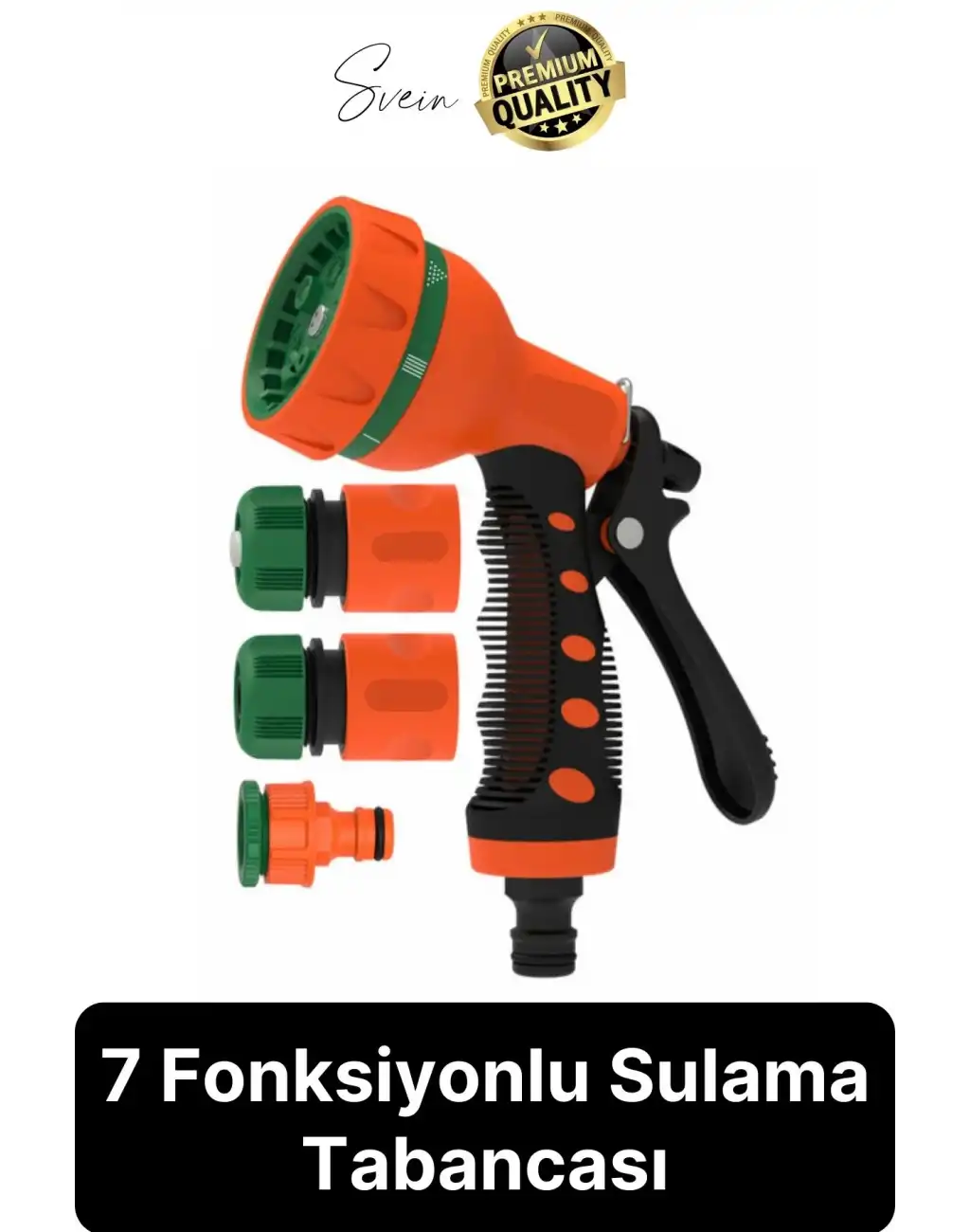 Premium 8 Fonksiyonlu Adaptörlü Yüksek Basınçlı Kopmaz Sulama Tabancası Bahçe Araba Yıkama Tazikli