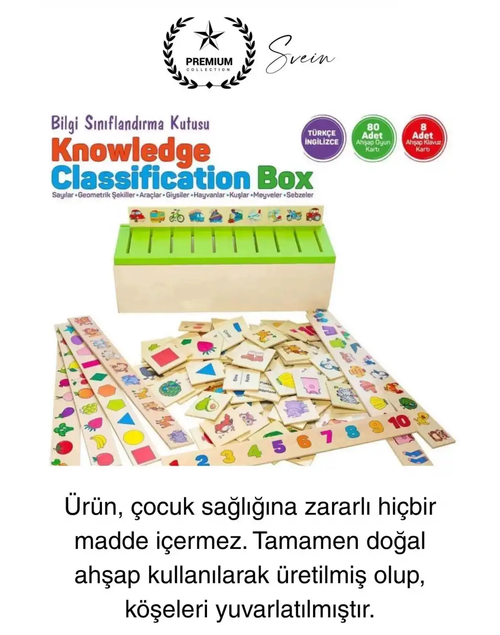 Premium Ahşap Bilgi Sınıflandırma Kutusu Zeka Geliştiren Eğitici Öğretici Çocuk Oyuncak El Beceri