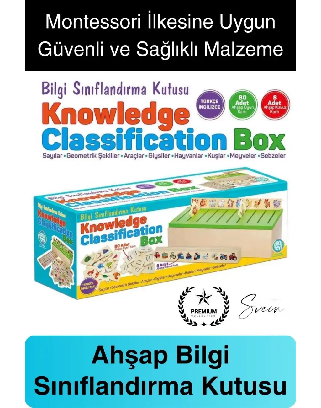 Premium Ahşap Bilgi Sınıflandırma Kutusu Zeka Geliştiren Eğitici Öğretici Çocuk Oyuncak El Beceri
