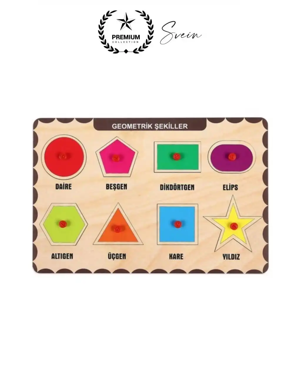 Premium Geometrik Şekiller Ahşap Bul Tak Puzzle Eğitici Oyuncak Tutmalı Motor Becerisi Gelişim