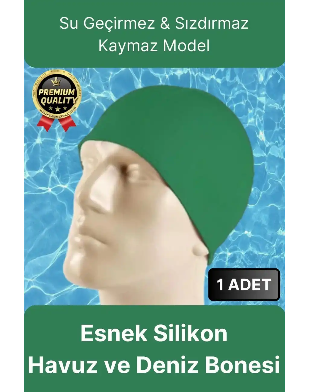 Premium Su Geçirmez Sızdırmaz Kaymaz Elastik Yüzme Şapkası Kaliteli Silikon Deniz Havuz Yüzme Bonesi