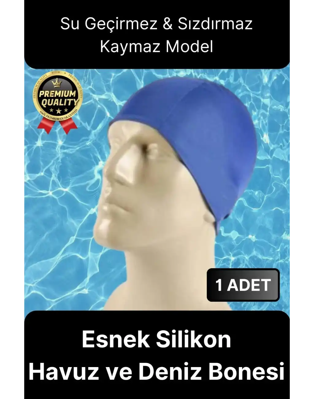 Premium Su Geçirmez Sızdırmaz Kaymaz Elastik Yüzme Şapkası Kaliteli Silikon Deniz Havuz Yüzme Bonesi