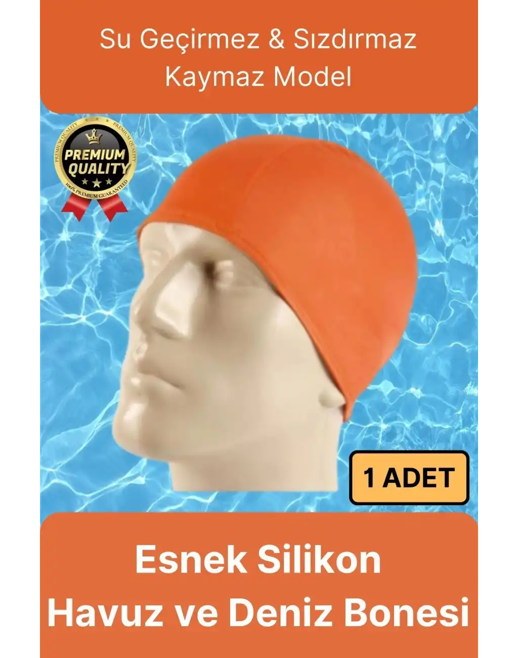 Premium Su Geçirmez Sızdırmaz Kaymaz Elastik Yüzme Şapkası Kaliteli Silikon Deniz Havuz Yüzme Bonesi