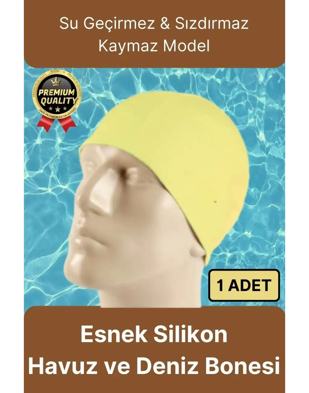 Premium Su Geçirmez Sızdırmaz Kaymaz Elastik Yüzme Şapkası Kaliteli Silikon Deniz Havuz Yüzme Bonesi