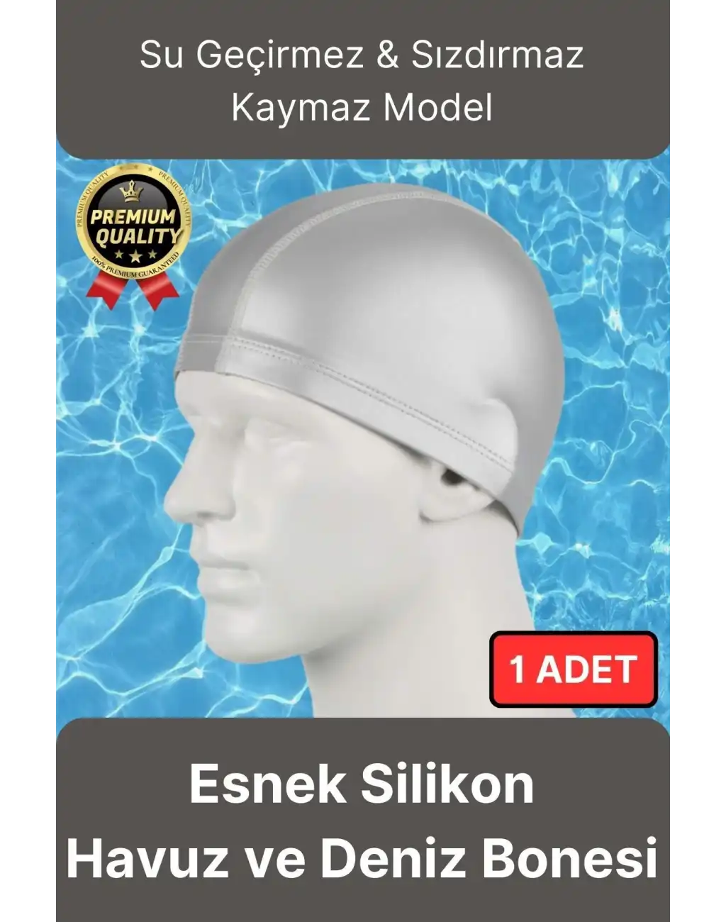 Premium Su Geçirmez Sızdırmaz Kaymaz Elastik Yüzme Şapkası Kaliteli Silikon Deniz Havuz Yüzme Bonesi