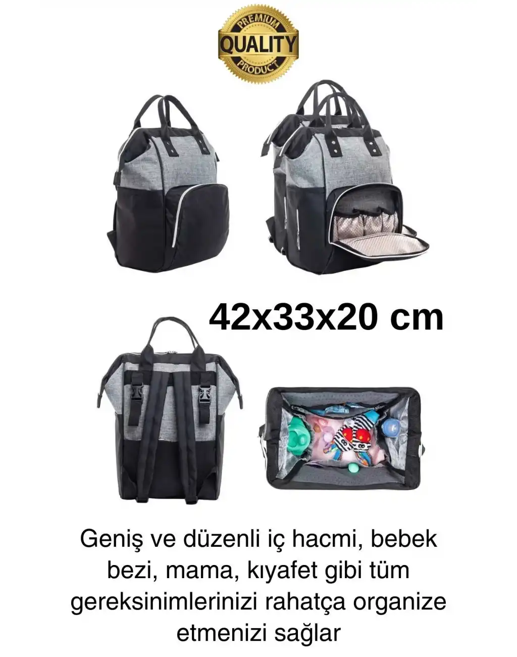 Premium Yeni Sezon Anne Bebek Sırt Çantası Çok Gözlü Termal Biberon Hazneli Askılı Büyük Geniş Rahat