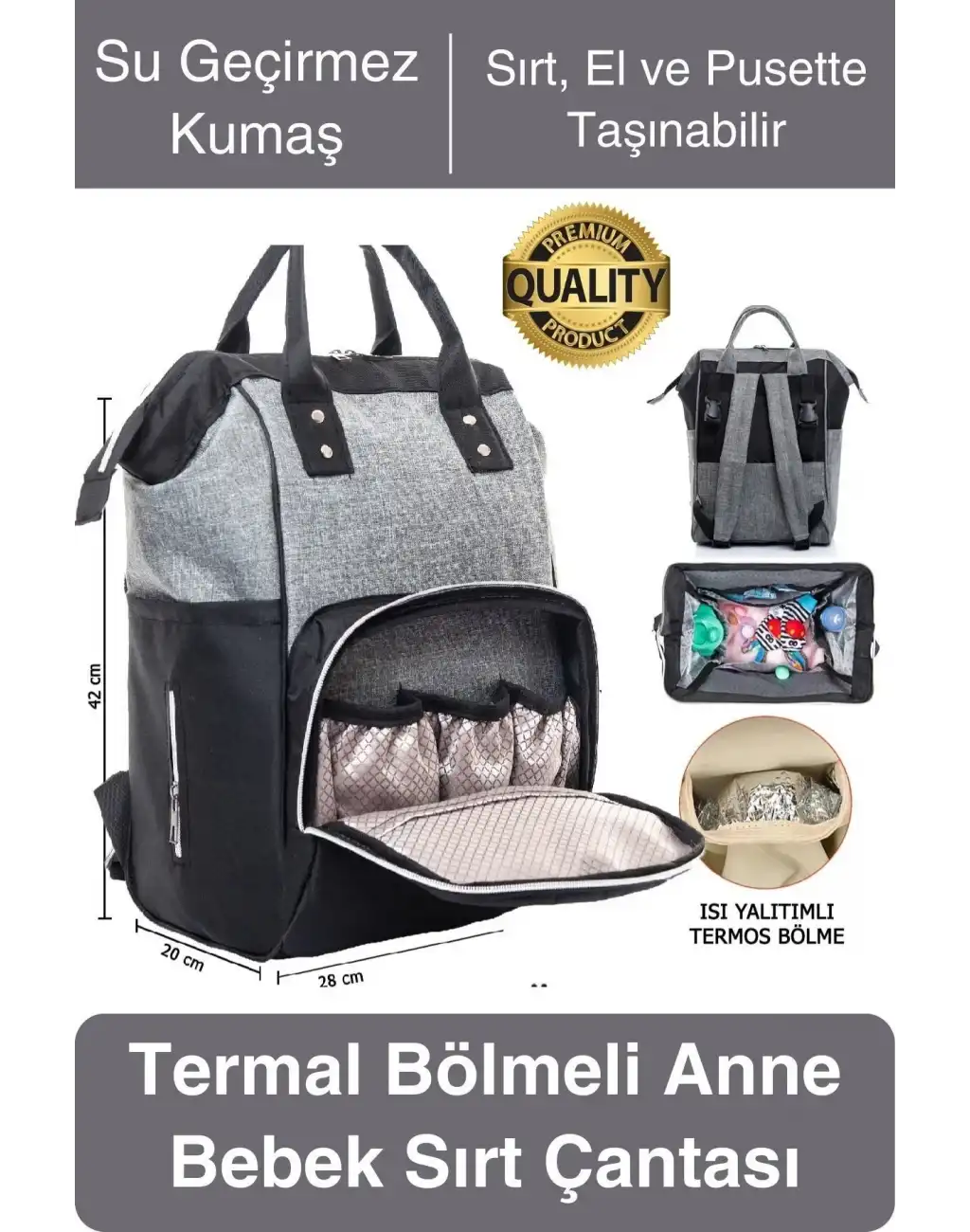 Premium Yeni Sezon Anne Bebek Sırt Çantası Çok Gözlü Termal Biberon Hazneli Askılı Büyük Geniş Rahat