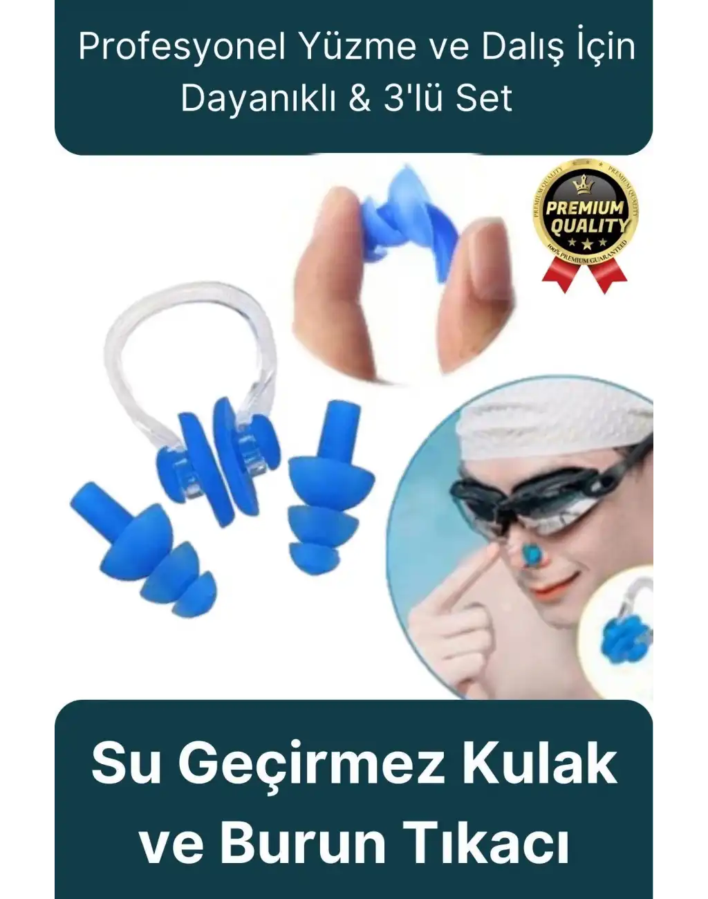 Profesyonel Elastik Silikon Kutulu Yüzme Dalış Uyku için Su Geçirmez Kulak ve Burun Klipsi Tıkacı