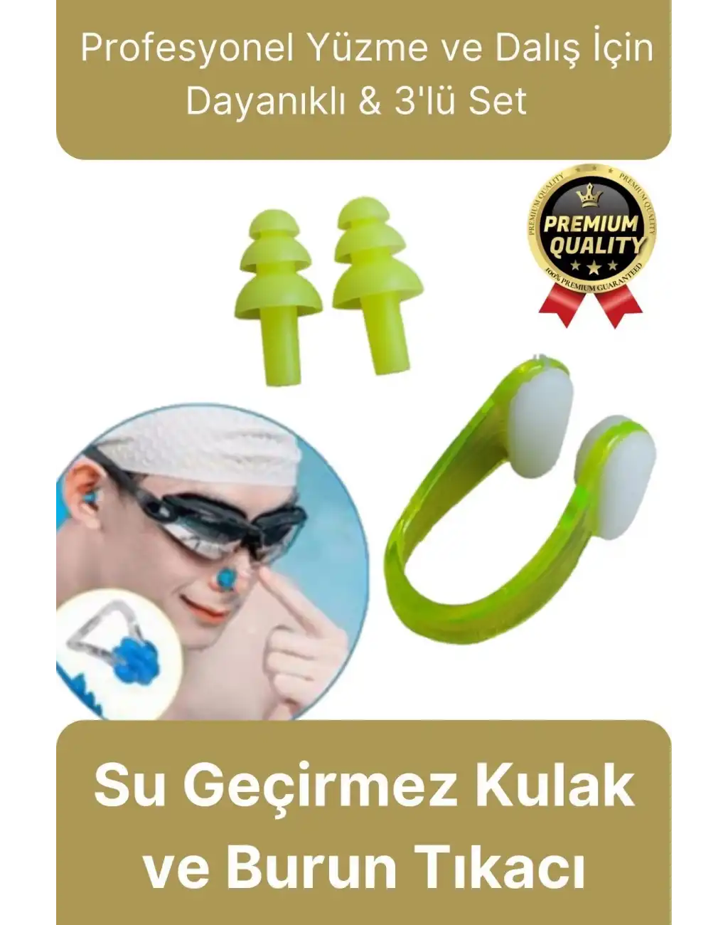 Profesyonel Elastik Silikon Kutulu Yüzme Dalış Uyku için Su Geçirmez Kulak ve Burun Klipsi Tıkacı