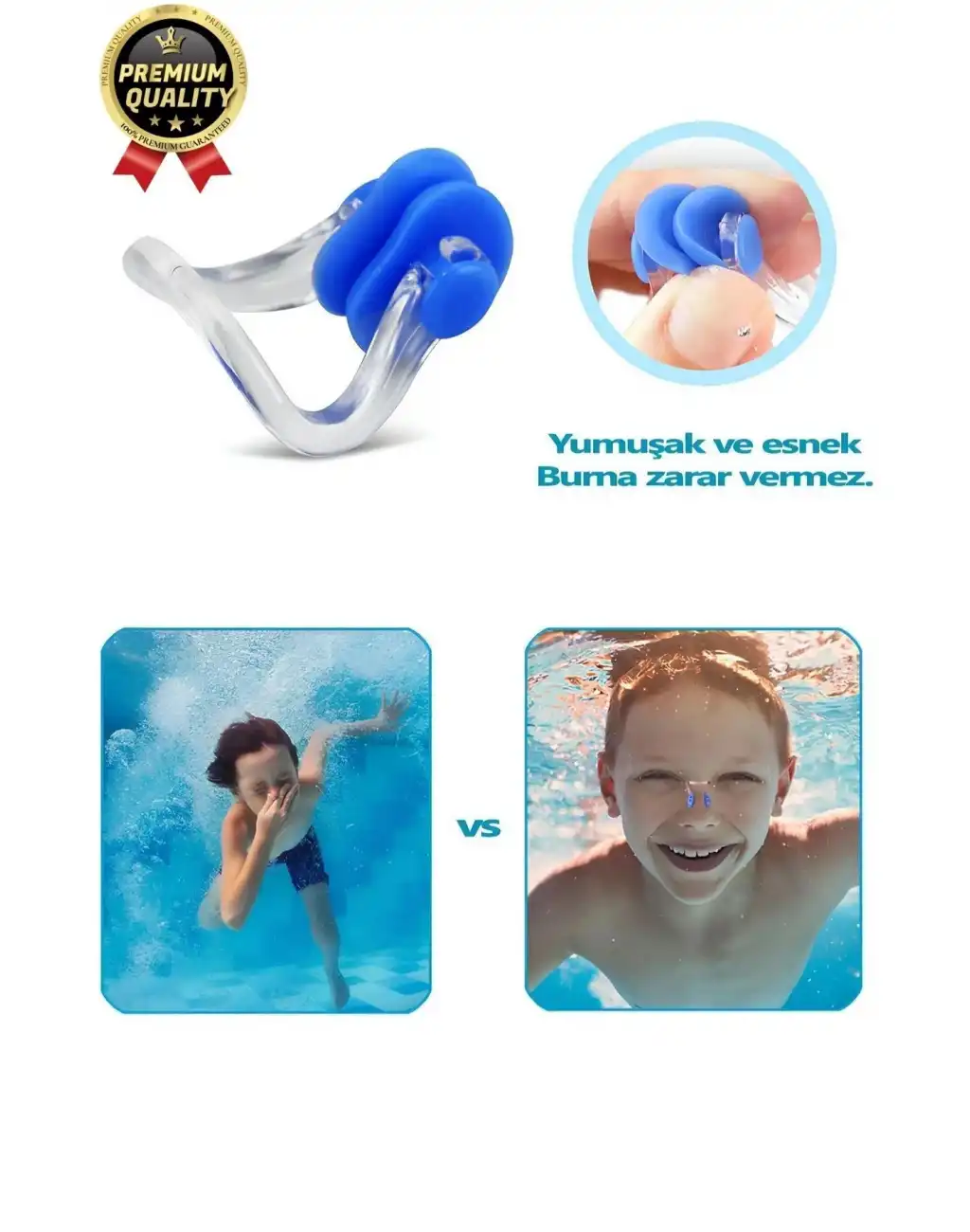 Profesyonel Elastik Silikon Kutulu Yüzme Dalış Uyku için Su Geçirmez Kulak ve Burun Klipsi Tıkacı