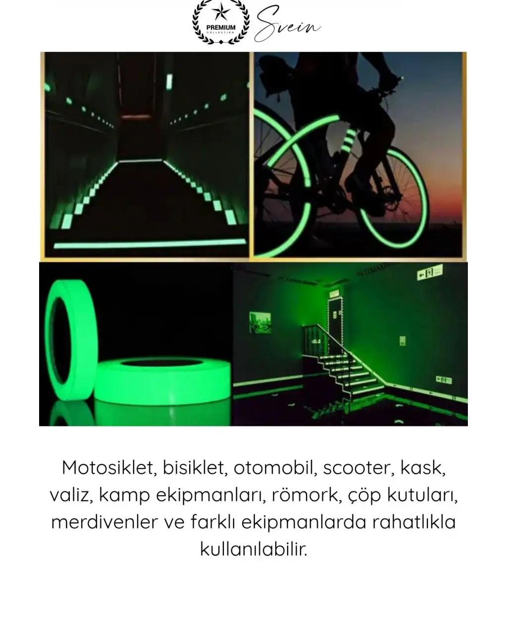 #Reflektör Karanlıkta Parlayan Fosforlu Reflektif Şerit Bant 35mm 1,5 Metre Motosiklet Bisiklet Otomobil Güvenlik Uyarı Etiketi Gece Görünürlük Dekorasyon Yapışkanlı Aksesuar Yol Koruma