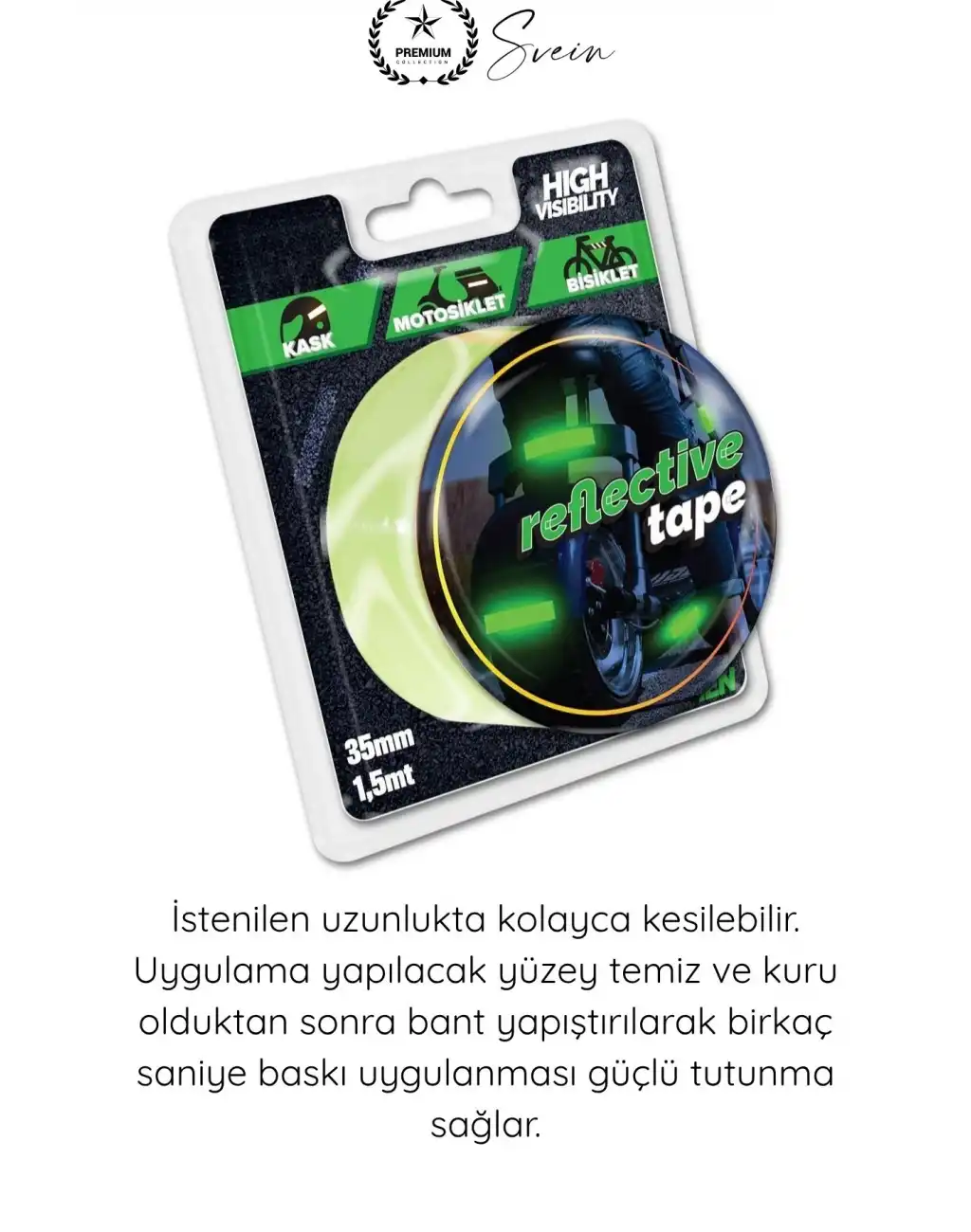#Reflektör Karanlıkta Parlayan Fosforlu Reflektif Şerit Bant 35mm 1,5 Metre Motosiklet Bisiklet Otomobil Güvenlik Uyarı Etiketi Gece Görünürlük Dekorasyon Yapışkanlı Aksesuar Yol Koruma
