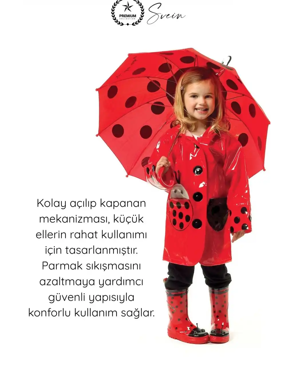 #Şemsiye Kaliteli Çocuk Şemsiyesi Uğurböceği Desenli Güvenlik Düdüklü Rüzgara Dayanıklı Hafif Çocuk Şemsiyesi Güvenli Açma Kapama Okul Kreş Yağmurluk Aksesuarı Sağlam Uzun Ömürlü