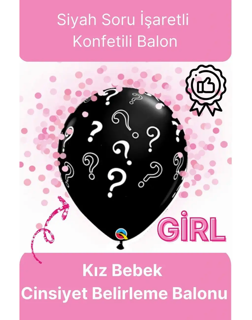 Siyah Soru İşareti Cinsiyet Belirleme Partisi Baby Shower Kız mı Erkek mi 18inç 45cm Konfetili Balon