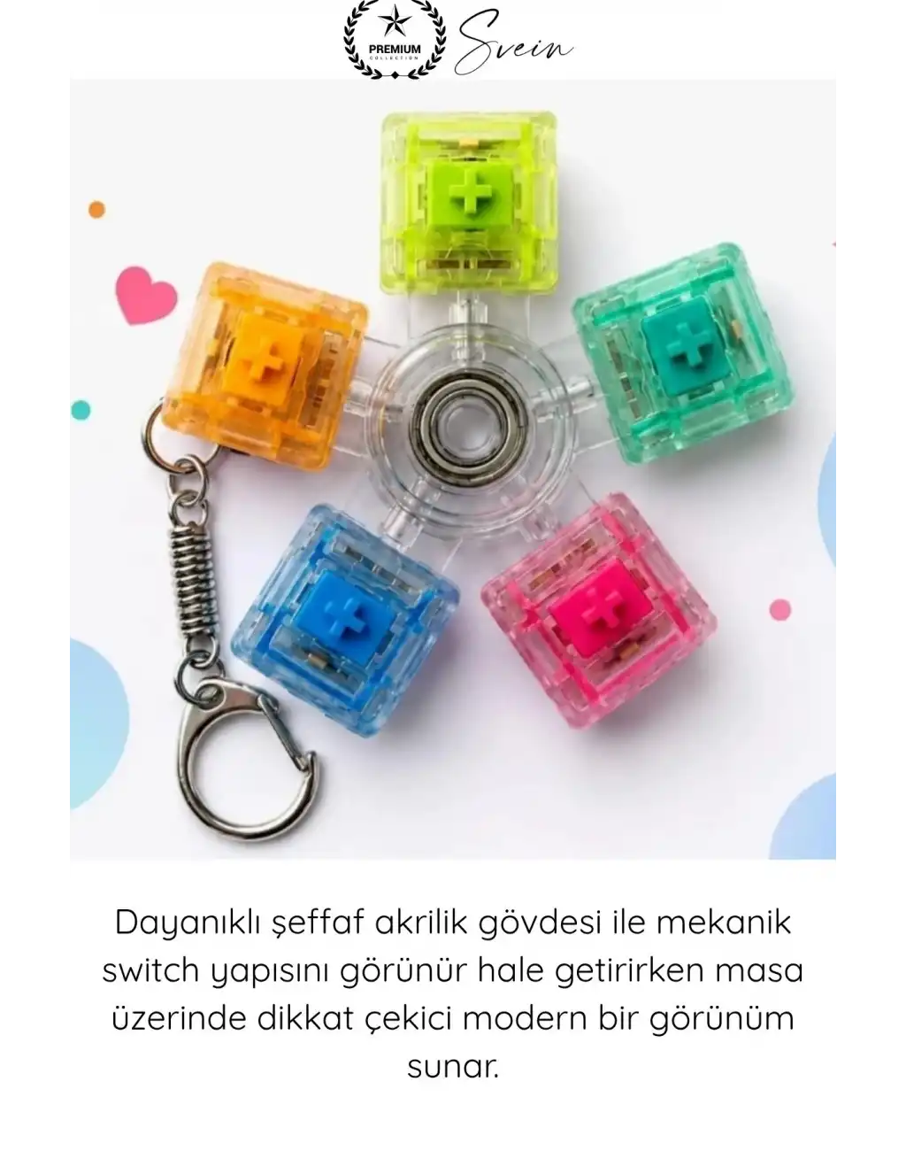 #StresKlavye Hediye Clicky Şeffaf Mekanik Switch Klavye Stres Çarkı Renkli Tuşlu Fidget Oyuncak Odaklanma Oyuncağı Dönen Sessiz Masaüstü Anti Stres Spinner Ergonomik Tasarım