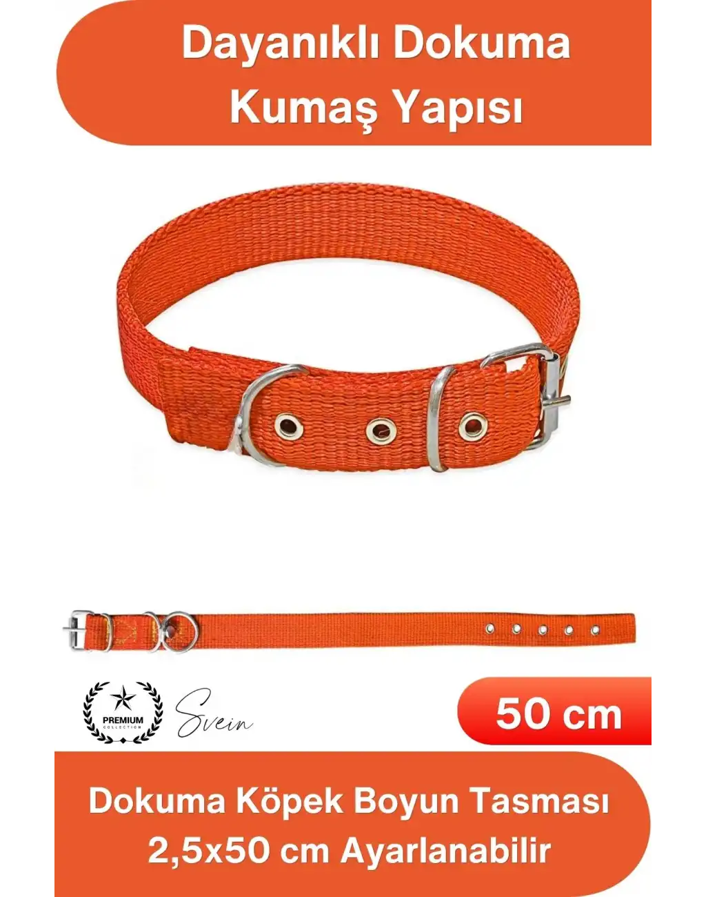 #Tasma Dokuma Köpek Boyun Tasması Turuncu 2,5x50 cm Ayarlanabilir Dayanıklı Gezdirme Tasması Paslanmaz Metal Tokalı Güçlü Kumaş Evcil Hayvan Yavru Orta Irk Konforlu Güvenli Aksesuar