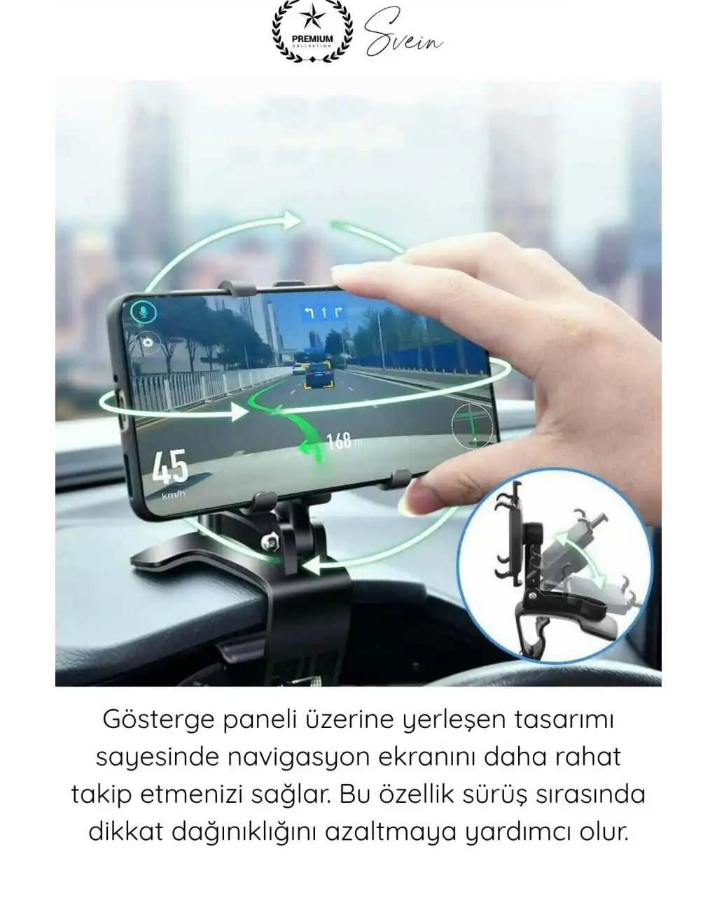 #TelefonTutucu Araba Gösterge Üstü Telefon Tutucu 360 Derece Dönebilen Oynar Başlıklı Araç İçi Navigasyon Aparatı Dikiz Aynası Güneşlik Uyumlu Klipsli Evrensel Akıllı Cihaz Standı
