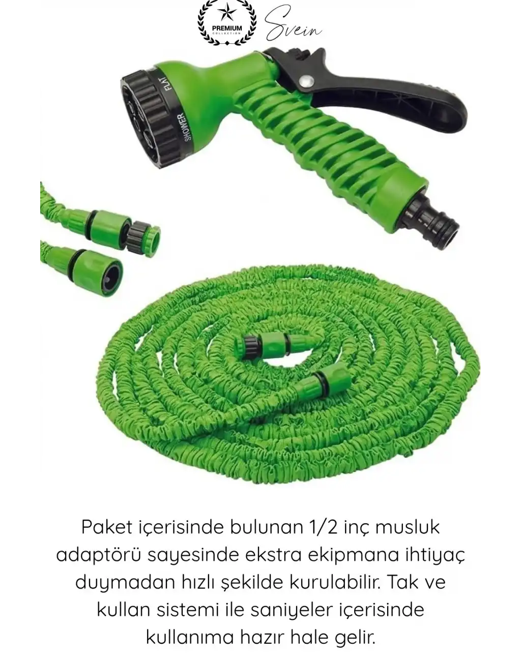 #UzayanHortum 15 Metre Uzayan Esnek Bahçe Hortumu Seti 7 Fonksiyonlu Sulama Tabancası 1/2 İnç Adaptörlü Dayanıklı Hafif Katlanmaz Düğümlenmez Araç Yıkama Çiçek Balkon Peyzaj Temizlik Ekipmanı