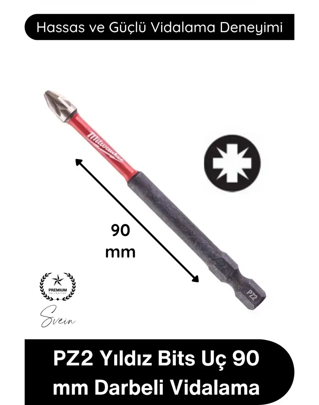 #Vidalama PZ2 Yıldız Bits Uç 90 Mm Darbeli Vidalama Tornavida Aksesuarı Profesyonel Çelik Şok Emici Dayanıklı Manyetik Güçlü Uzun Ömürlü Ağır Hizmet El Aleti Parçası